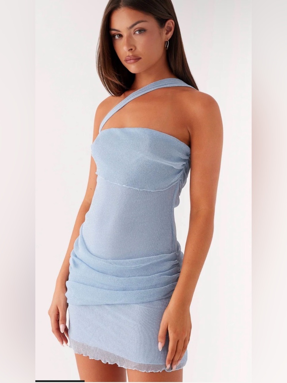 Peppermayo Baby Blue One-Shoulder Mini Skirt